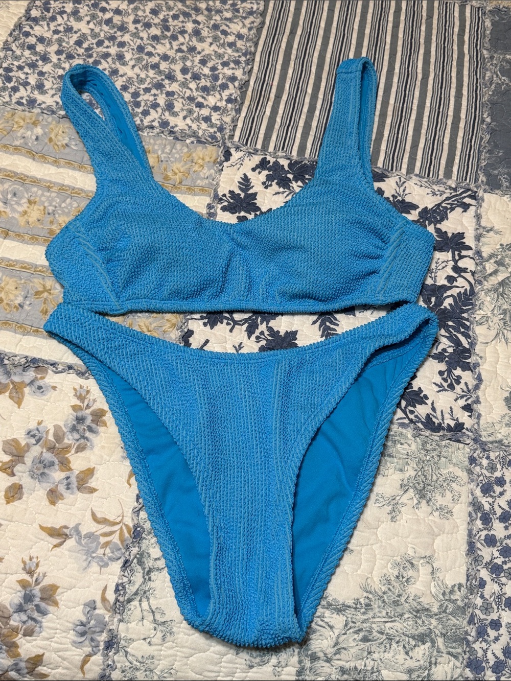 wild fable Bright Blue Textured Bikini Set